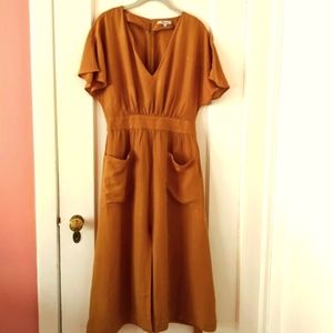 Madewell Linen Blend V-Neck Midi Dress